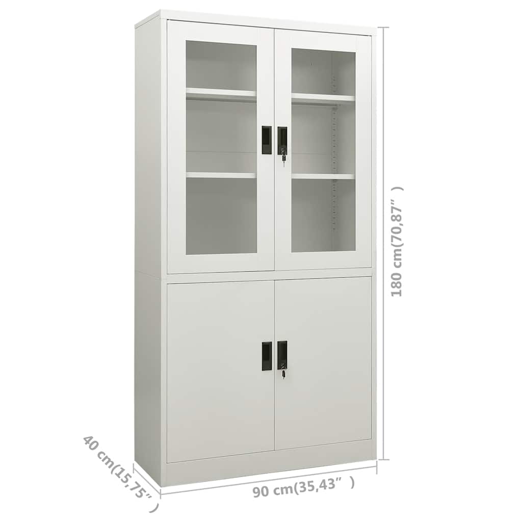 Armoire de bureau Gris clair 90x40x180 cm Acier - XIOS
