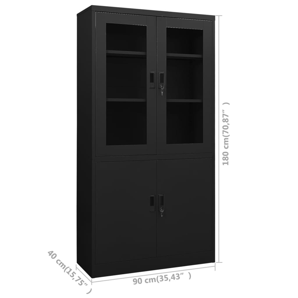 Armoire de bureau Noir 90x40x180 cm Acier - XIOS