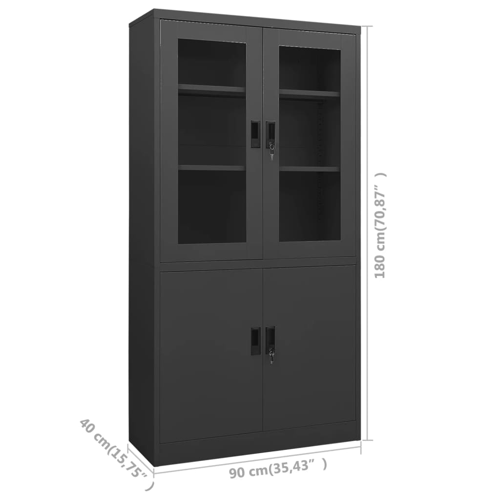 Armoire de bureau Anthracite 90x40x180 cm Acier