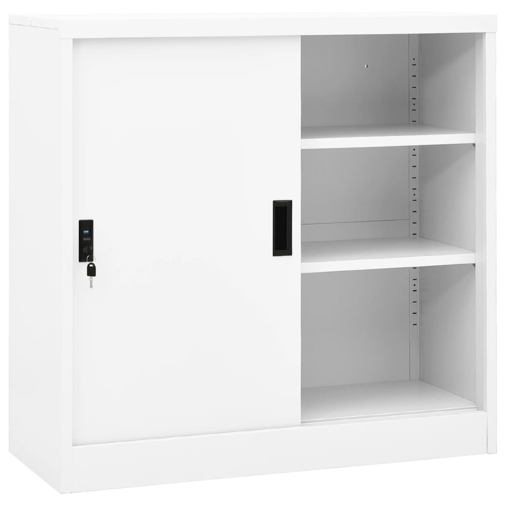 Armoire de bureau avec porte coulissante Blanc 90x40x90cm Acier - XIOS