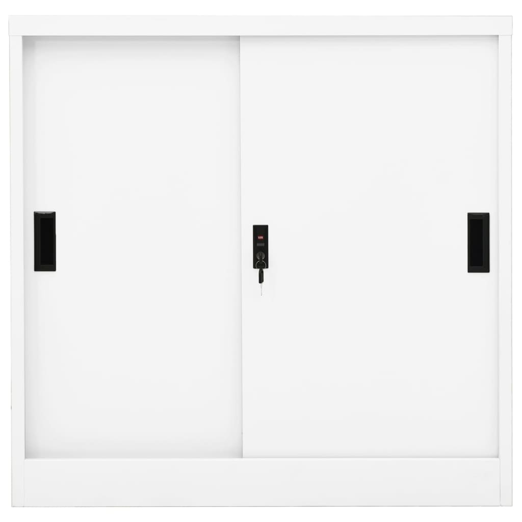 Armoire de bureau avec porte coulissante Blanc 90x40x90cm Acier