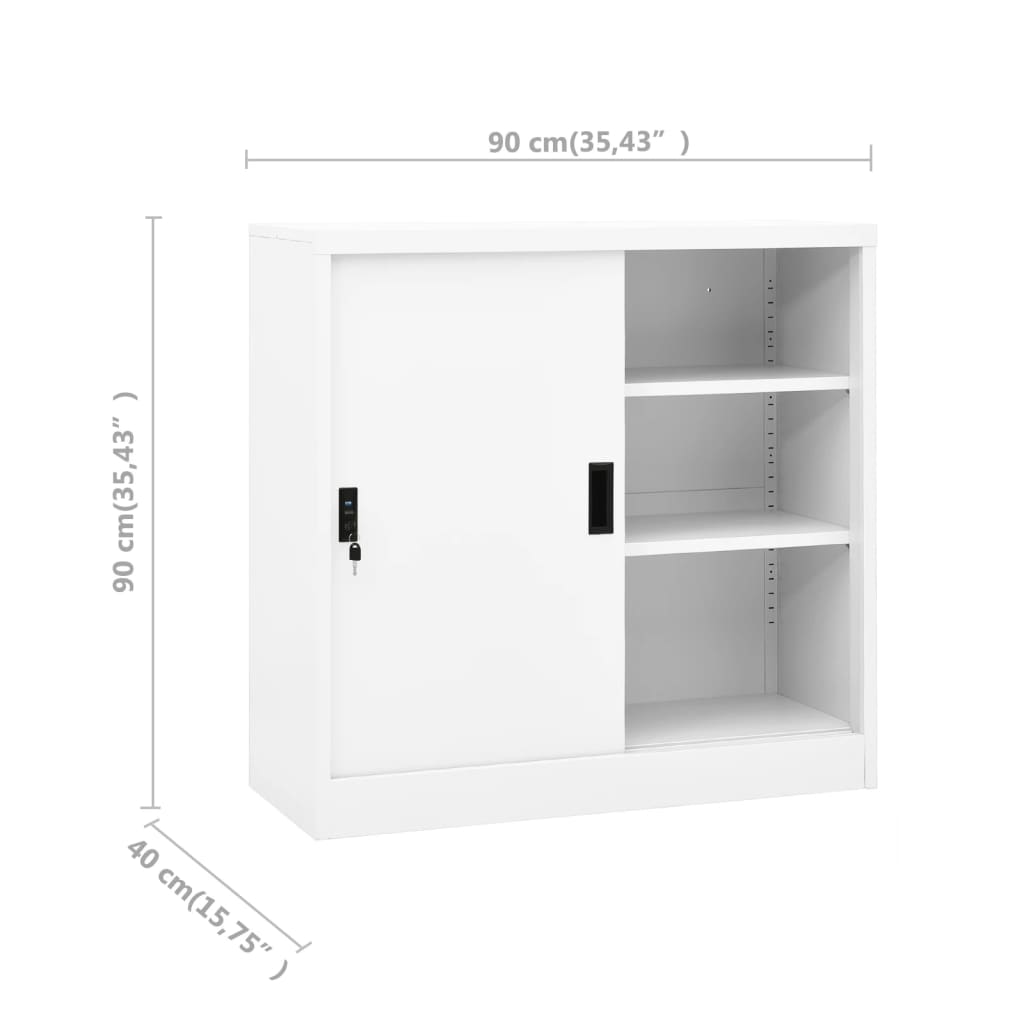 Armoire de bureau avec porte coulissante Blanc 90x40x90cm Acier - XIOS