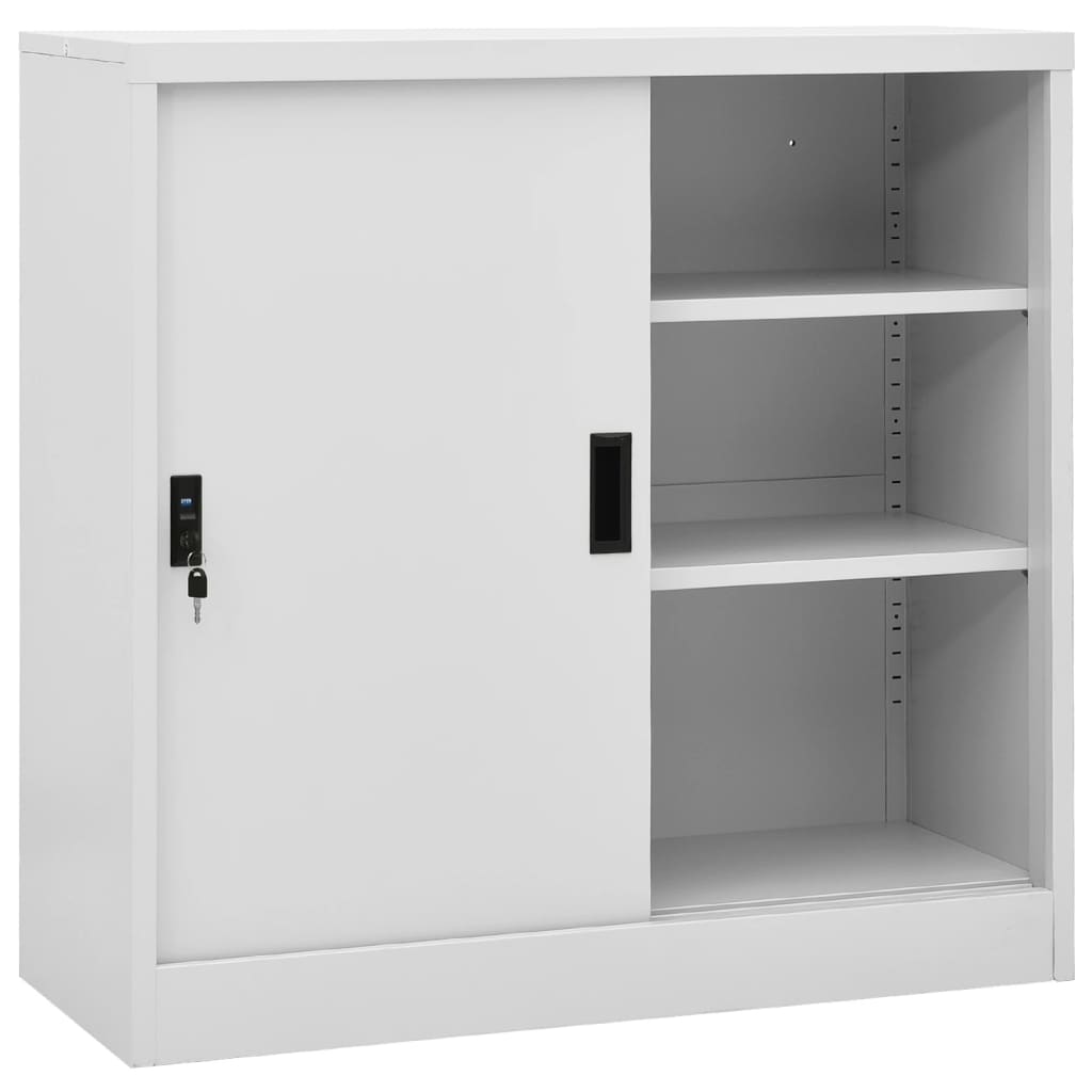 Armoire de bureau porte coulissante Gris clair 90x40x90cm Acier - XIOS