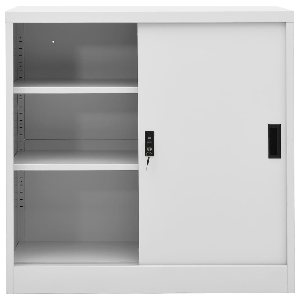 Armoire de bureau porte coulissante Gris clair 90x40x90cm Acier - XIOS