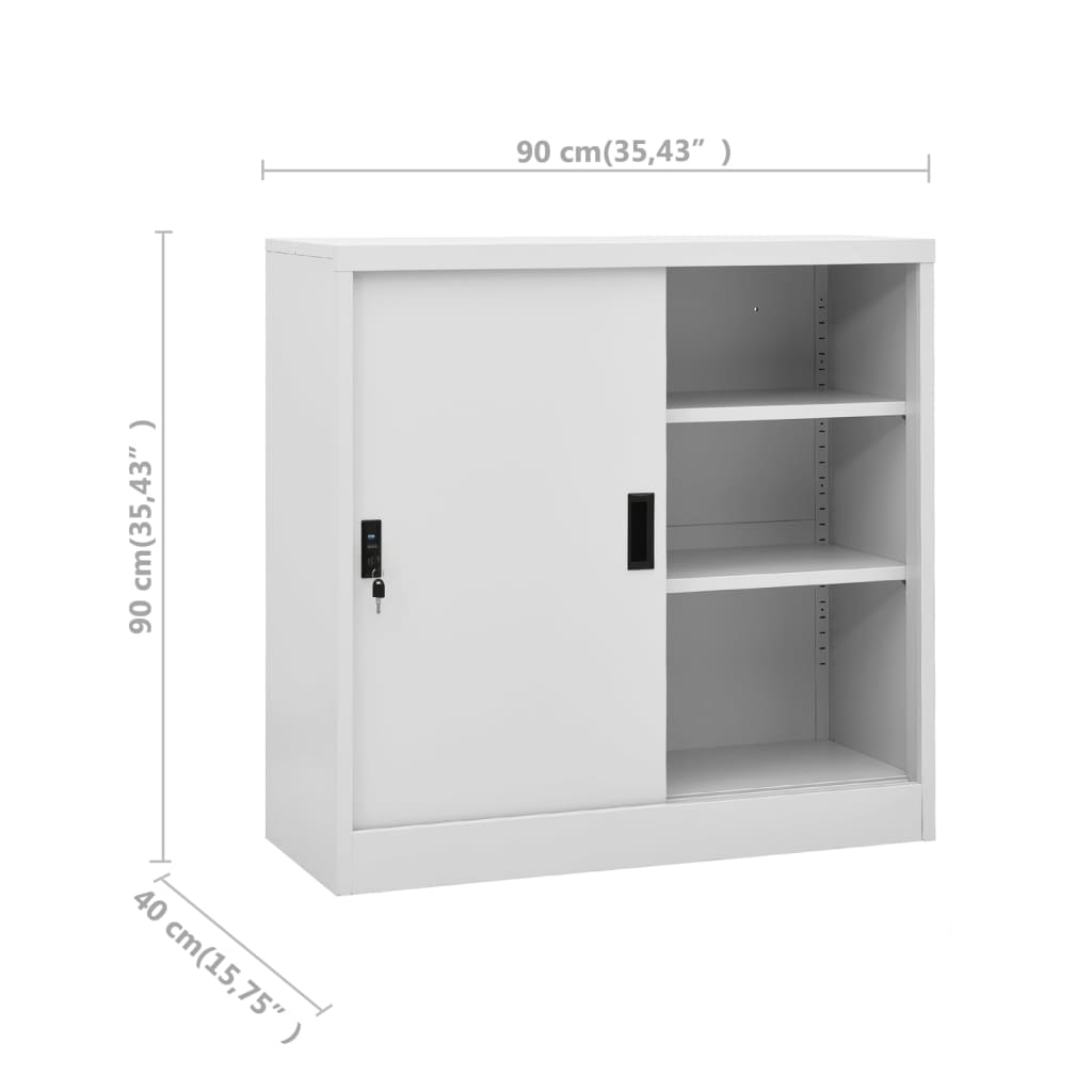 Armoire de bureau porte coulissante Gris clair 90x40x90cm Acier - XIOS