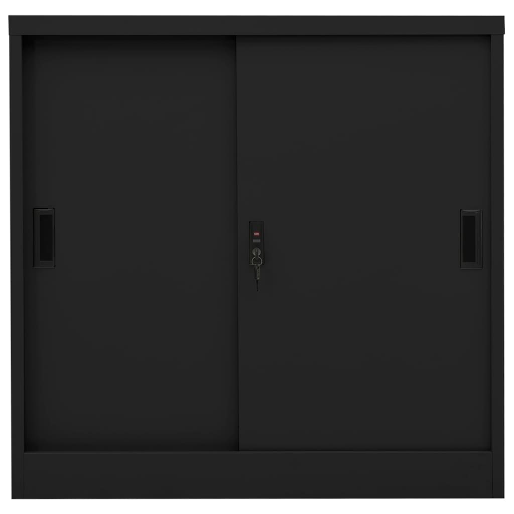 Armoire de bureau avec porte coulissante Noir 90x40x90 cm Acier - XIOS