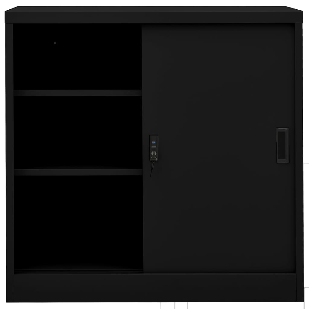 Armoire de bureau avec porte coulissante Noir 90x40x90 cm Acier - XIOS