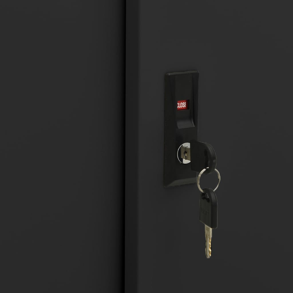 Armoire de bureau avec porte coulissante Noir 90x40x90 cm Acier - XIOS