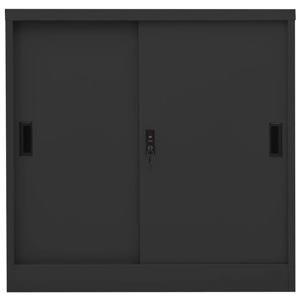 Armoire de bureau porte coulissante Anthracite 90x40x90cm Acier - XIOS