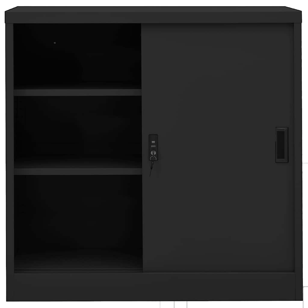 Armoire de bureau porte coulissante Anthracite 90x40x90cm Acier - XIOS