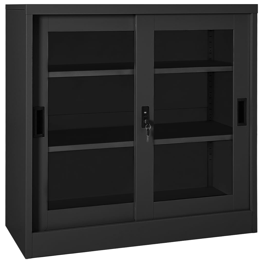 Armoire à portes coulissantes Anthracite 90x40x90 cm Acier - XIOS