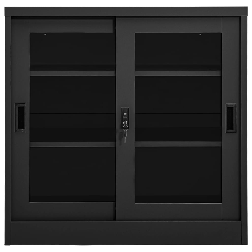 Armoire à portes coulissantes Anthracite 90x40x90 cm Acier - XIOS