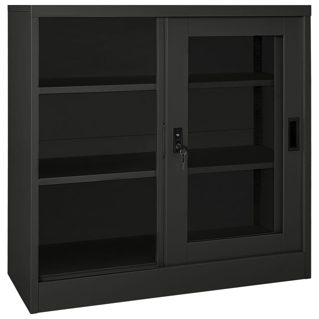 Armoire à portes coulissantes Anthracite 90x40x90 cm Acier - XIOS