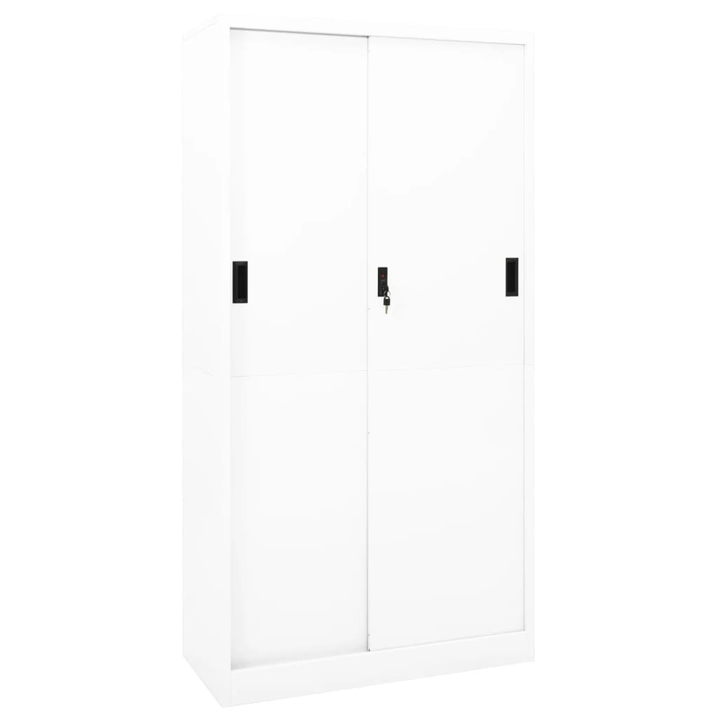 Armoire de bureau et porte coulissante Blanc 90x40x180 cm Acier - XIOS