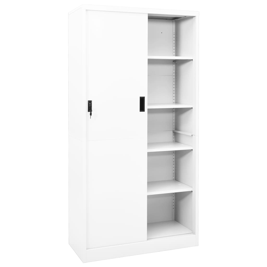 Armoire de bureau et porte coulissante Blanc 90x40x180 cm Acier - XIOS
