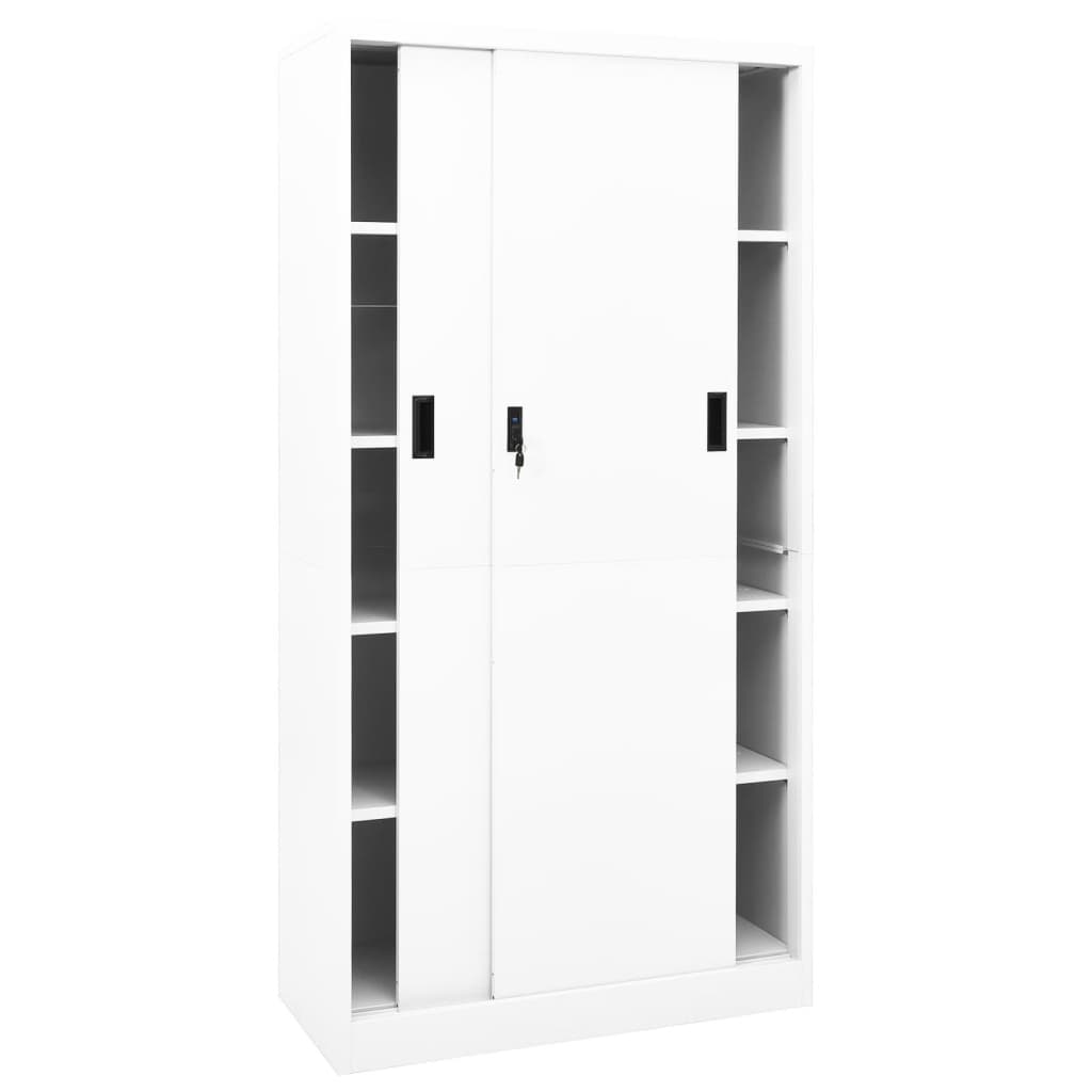 Armoire de bureau et porte coulissante Blanc 90x40x180 cm Acier - XIOS