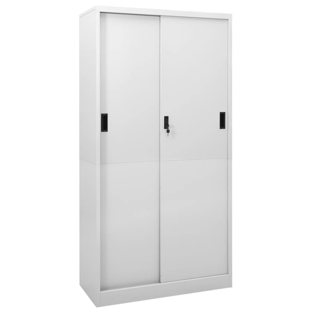 Armoire à bureau porte coulissante Gris clair 90x40x180cm Acier - XIOS