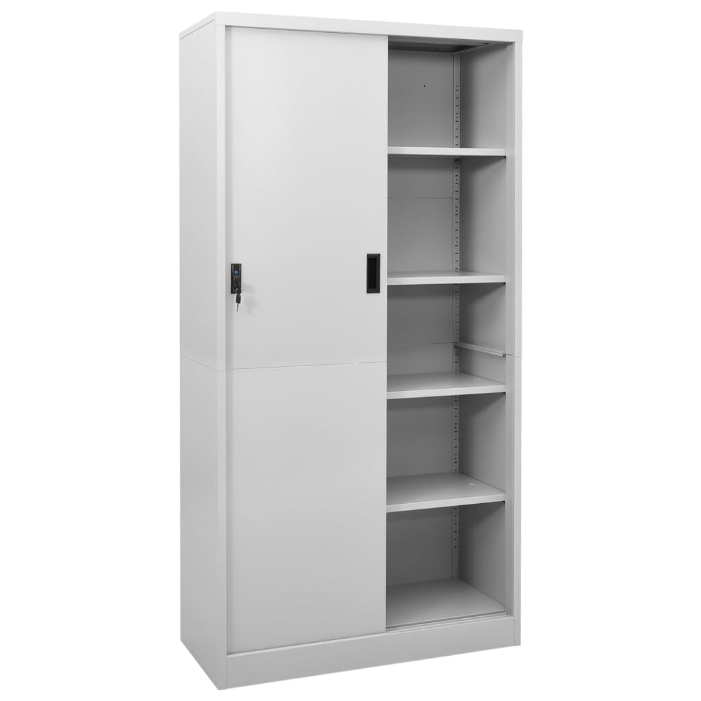 Armoire à bureau porte coulissante Gris clair 90x40x180cm Acier - XIOS