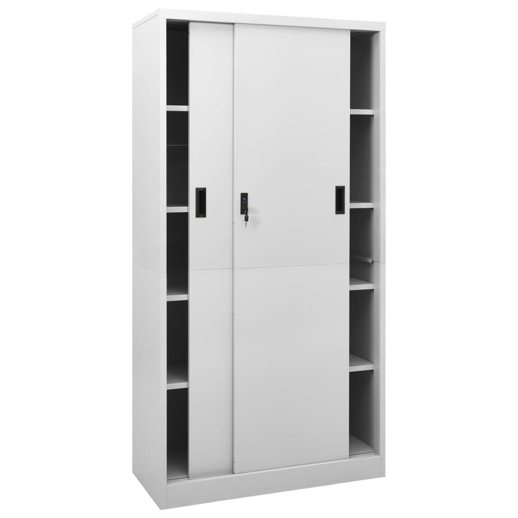 Armoire à bureau porte coulissante Gris clair 90x40x180cm Acier - XIOS