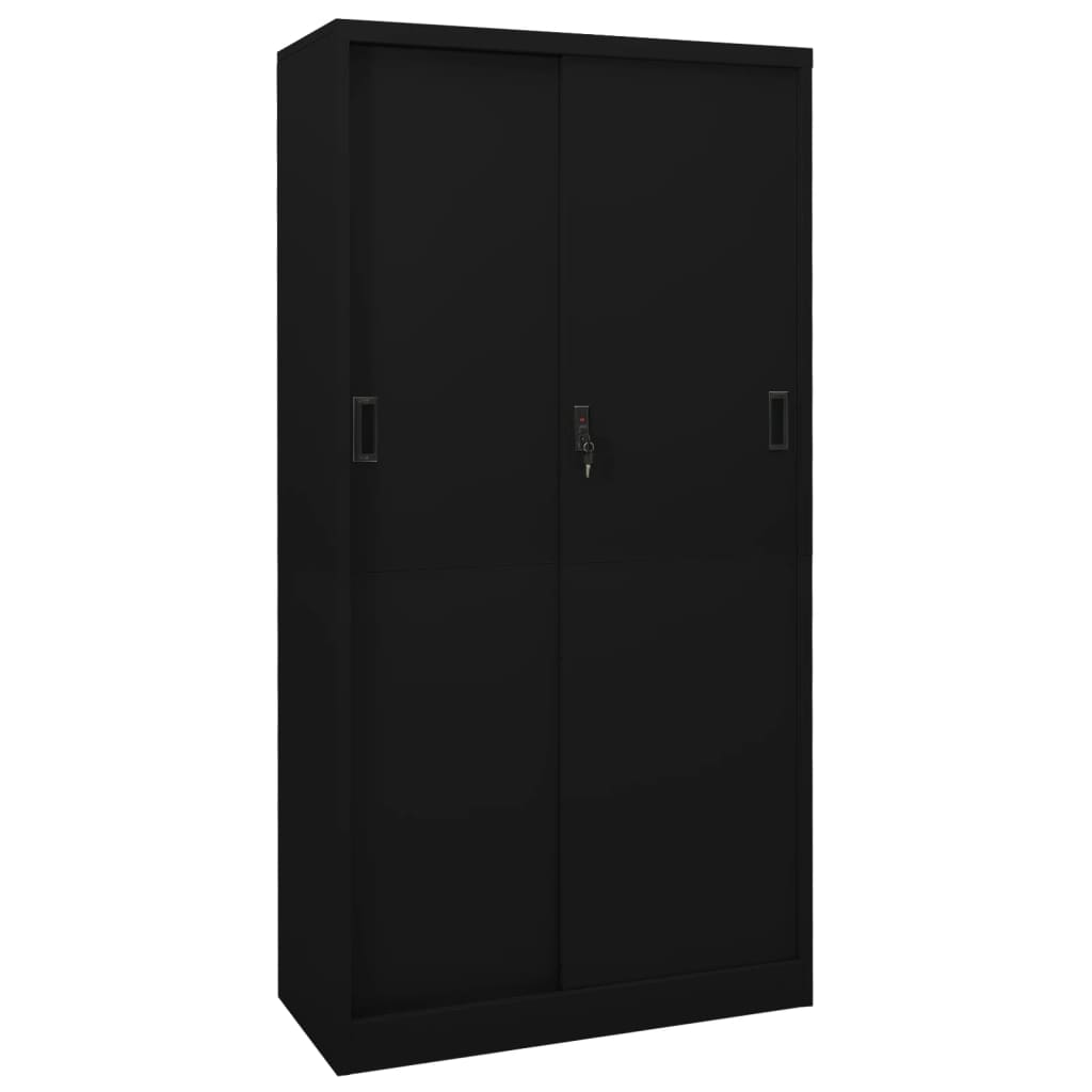 Armoire de bureau avec porte coulissante Noir 90x40x180cm Acier - XIOS