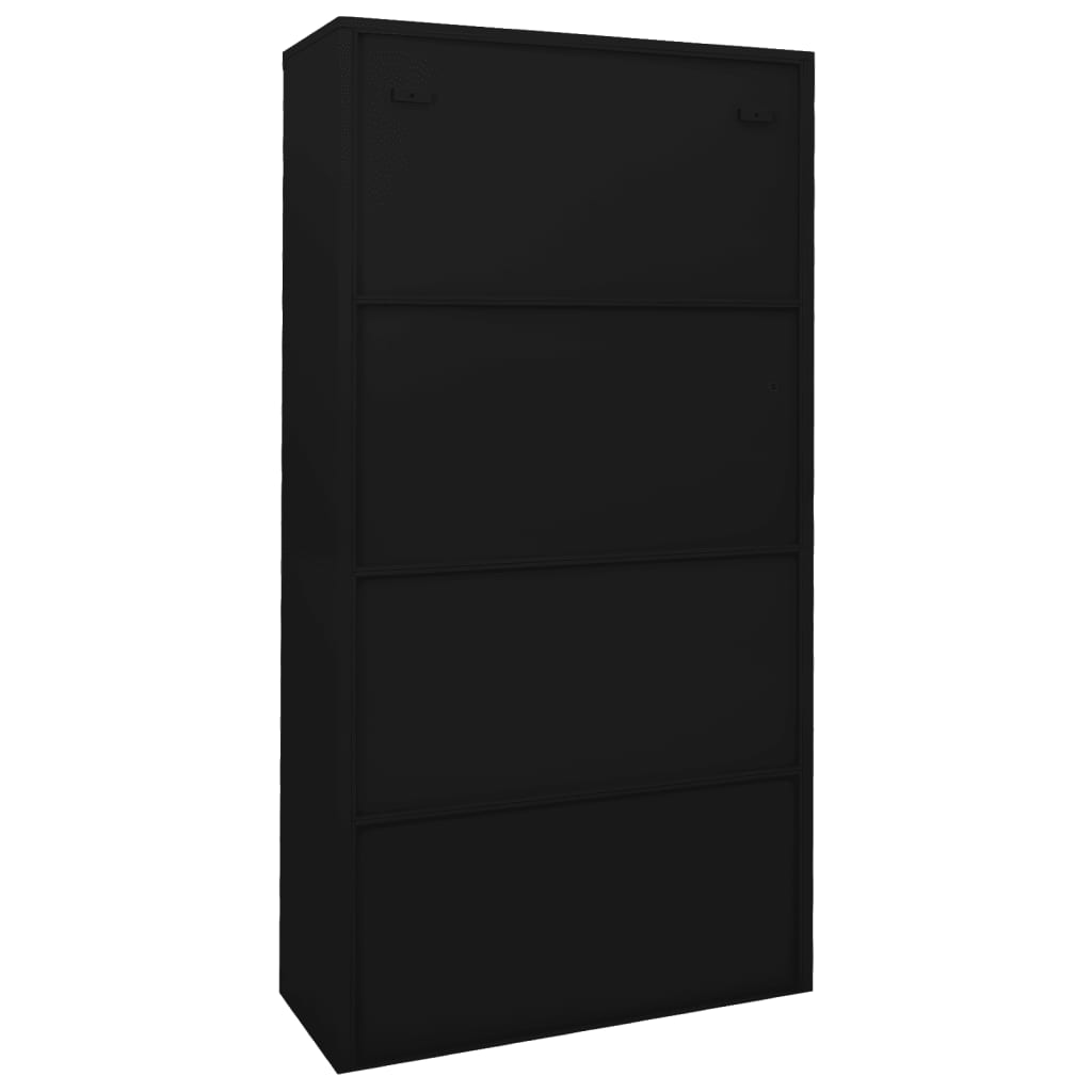 Armoire de bureau avec porte coulissante Noir 90x40x180cm Acier - XIOS
