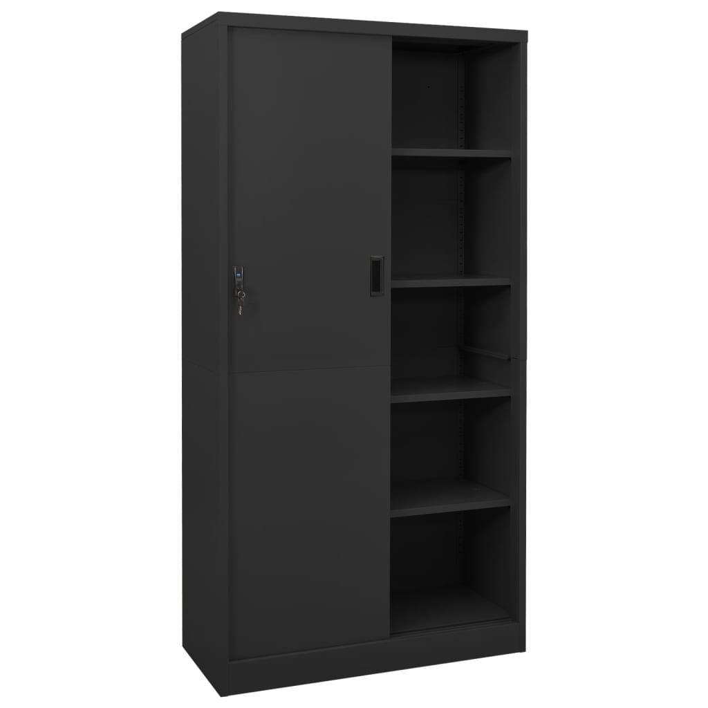 Armoire de bureau et porte coulissante Anthracite 90x40x180 cm - XIOS