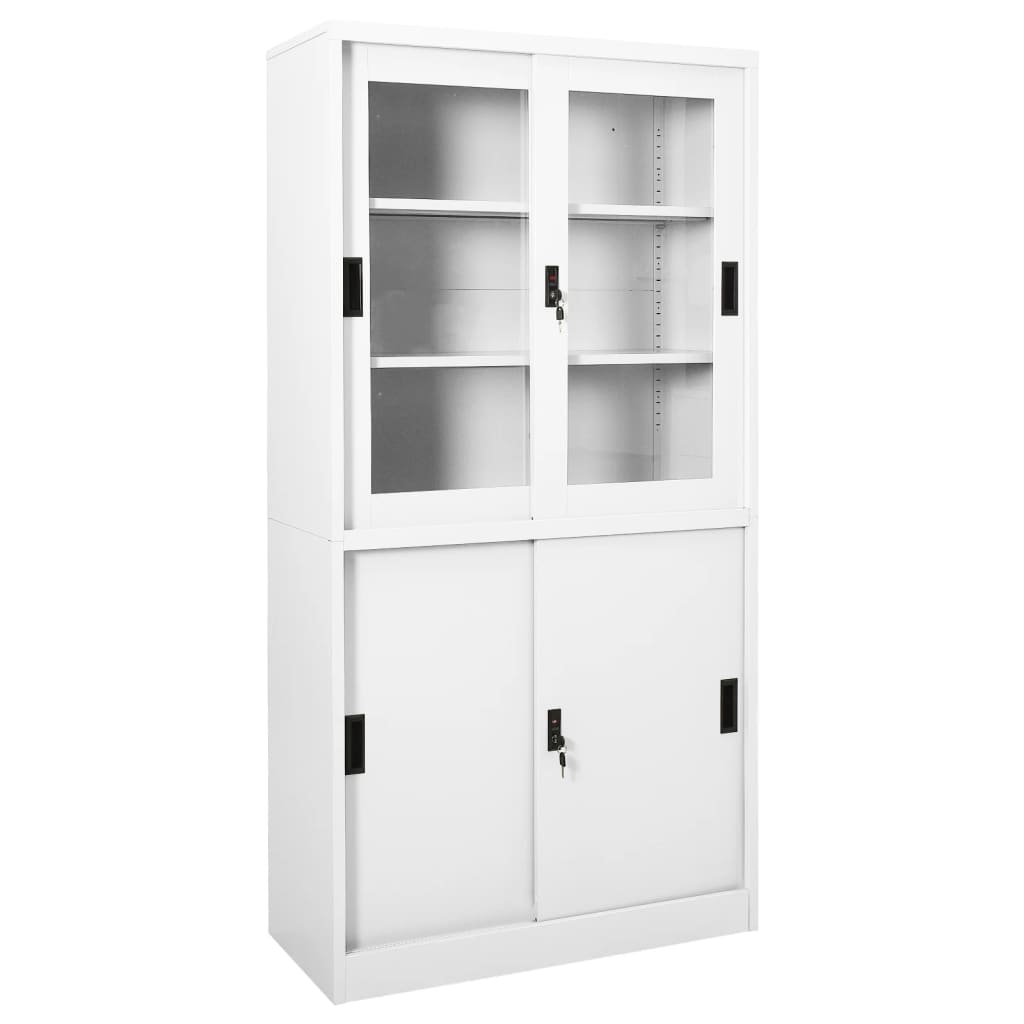 Armoire de bureau et porte coulissante Blanc 90x40x180 cm Acier - XIOS