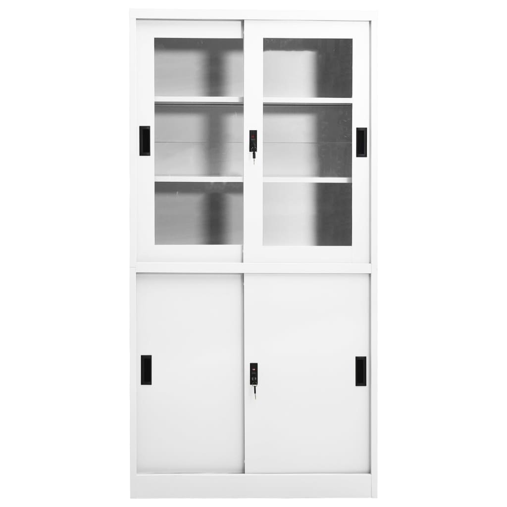 Armoire de bureau et porte coulissante Blanc 90x40x180 cm Acier - XIOS