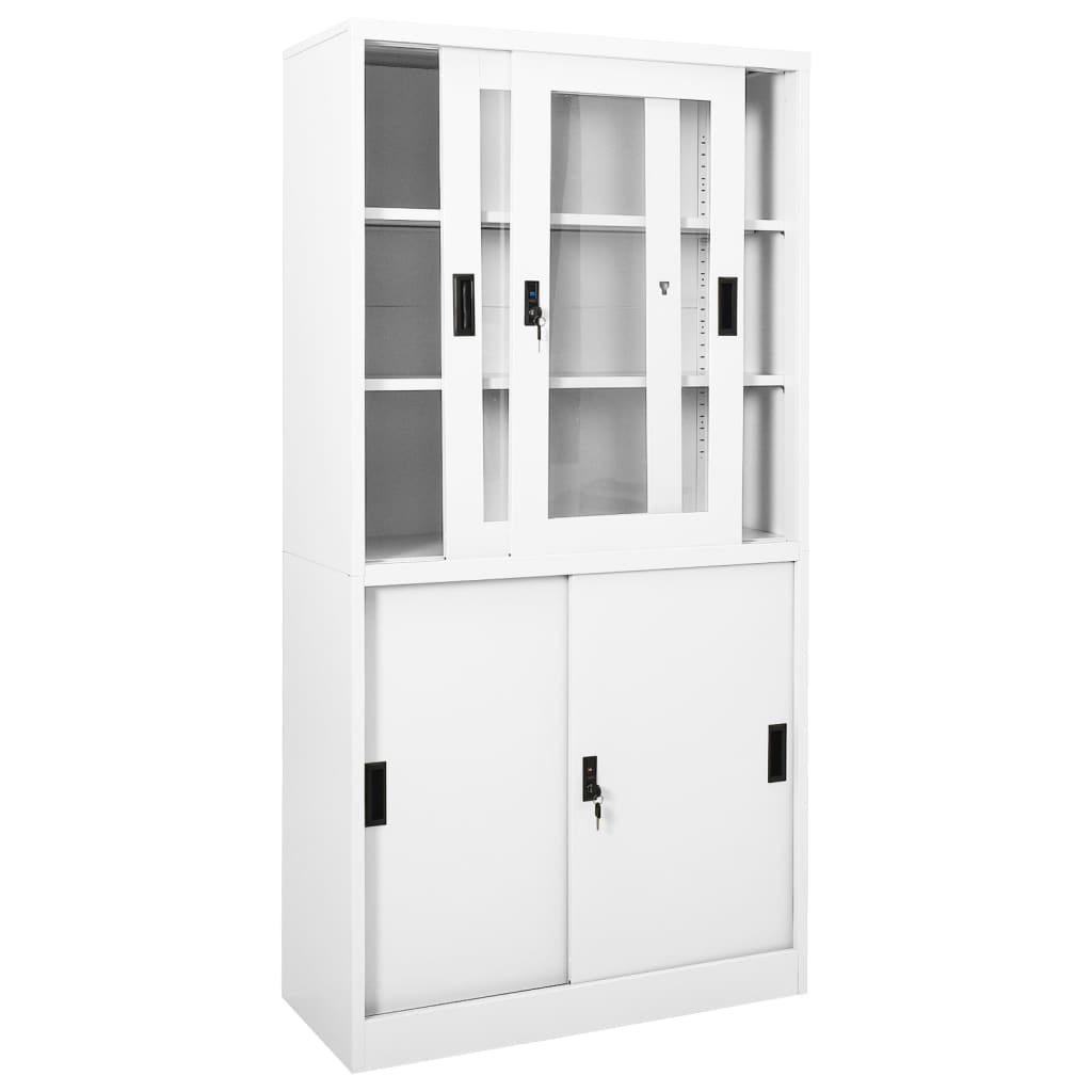 Armoire de bureau et porte coulissante Blanc 90x40x180 cm Acier - XIOS