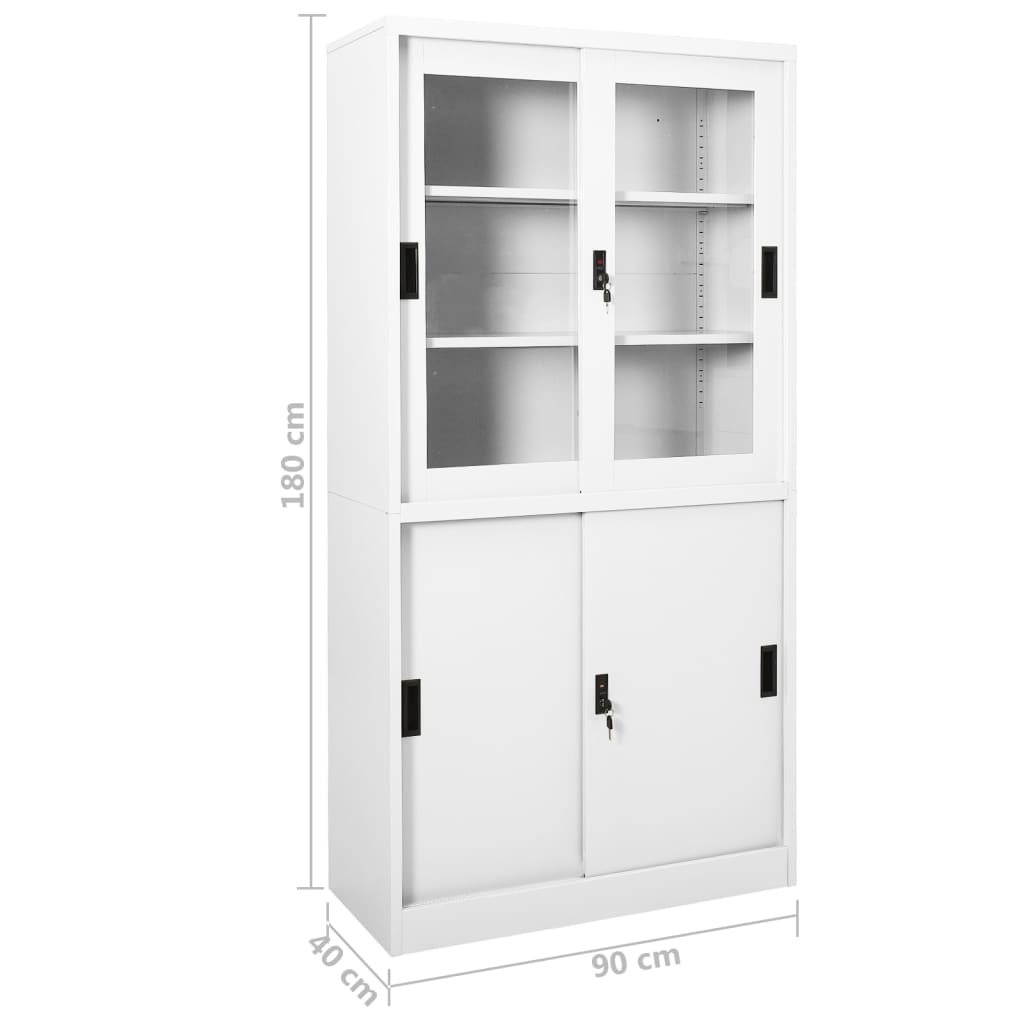 Armoire de bureau et porte coulissante Blanc 90x40x180 cm Acier - XIOS