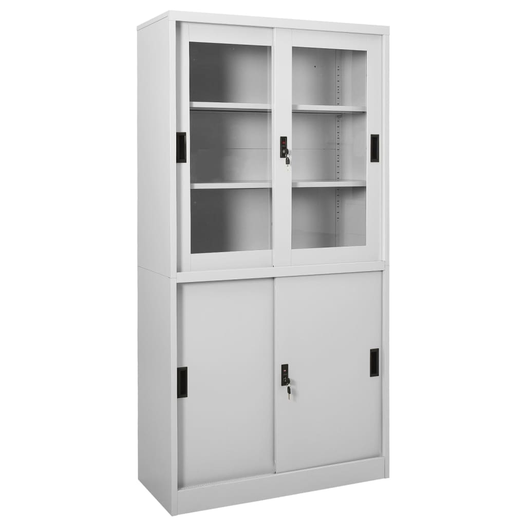 Armoire à bureau porte coulissante Gris clair 90x40x180cm Acier - XIOS