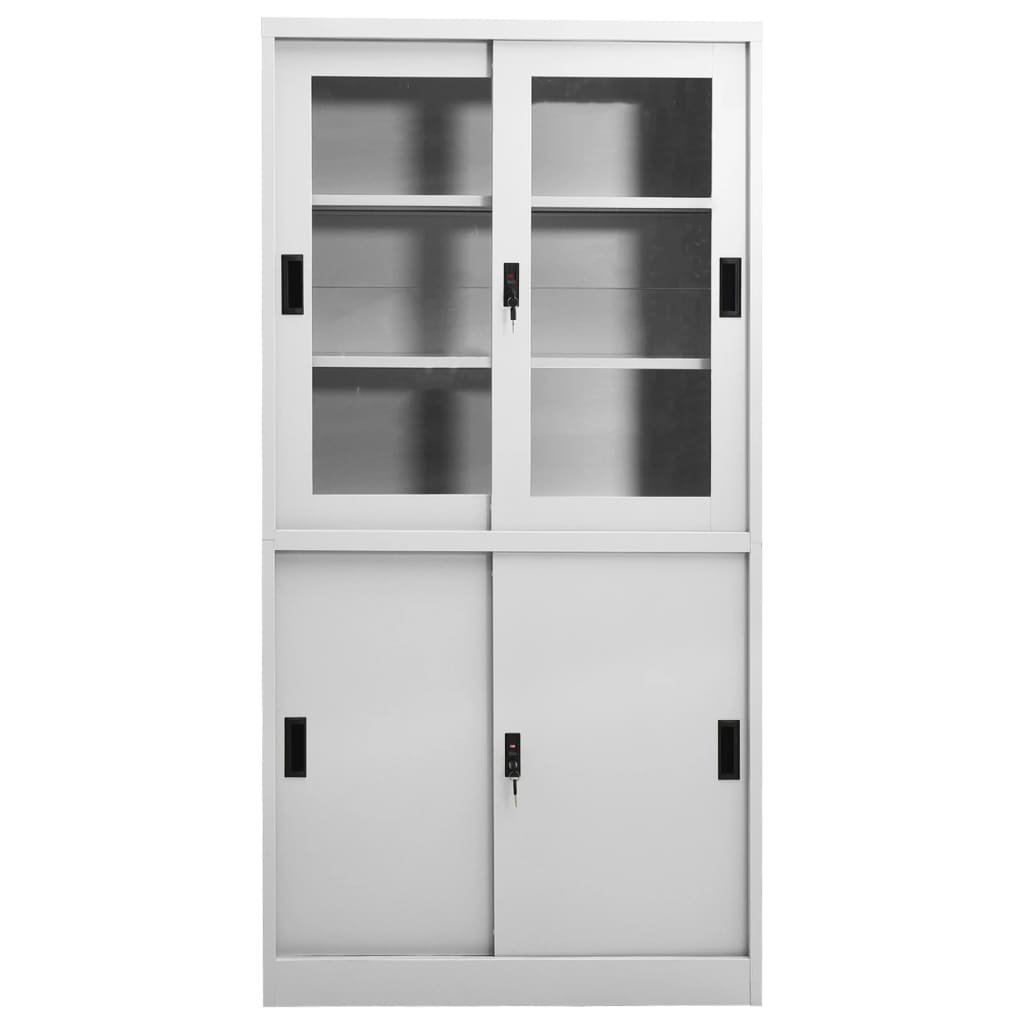 Armoire à bureau porte coulissante Gris clair 90x40x180cm Acier - XIOS
