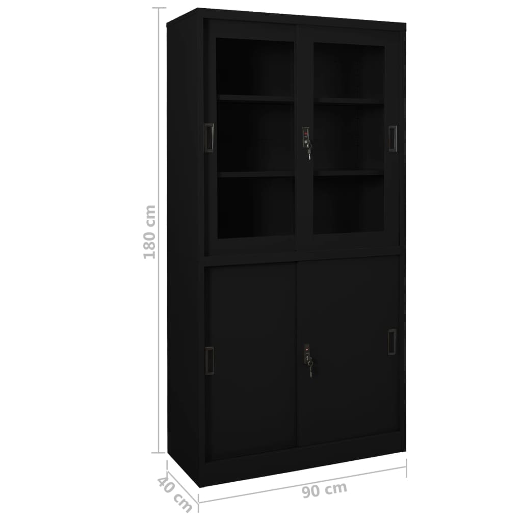 Armoire de bureau et porte coulissante Blanc 90x40x180 cm Acier - XIOS