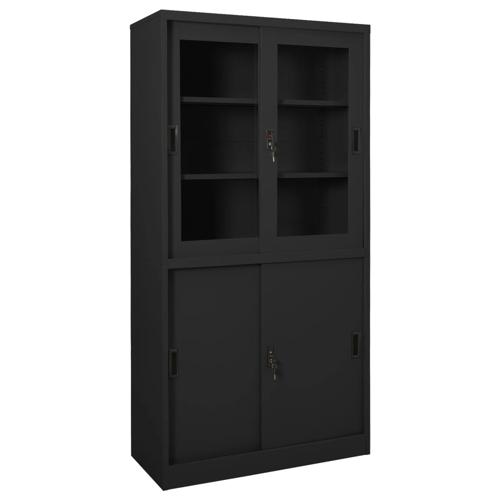 Armoire de bureau et porte coulissante Anthracite 90x40x180 cm - XIOS