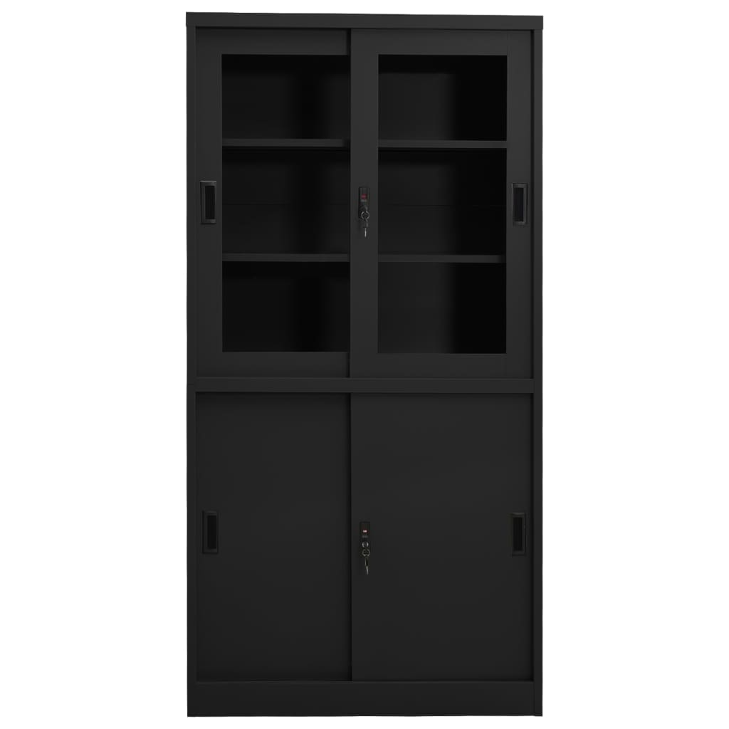 Armoire de bureau et porte coulissante Anthracite 90x40x180 cm - XIOS