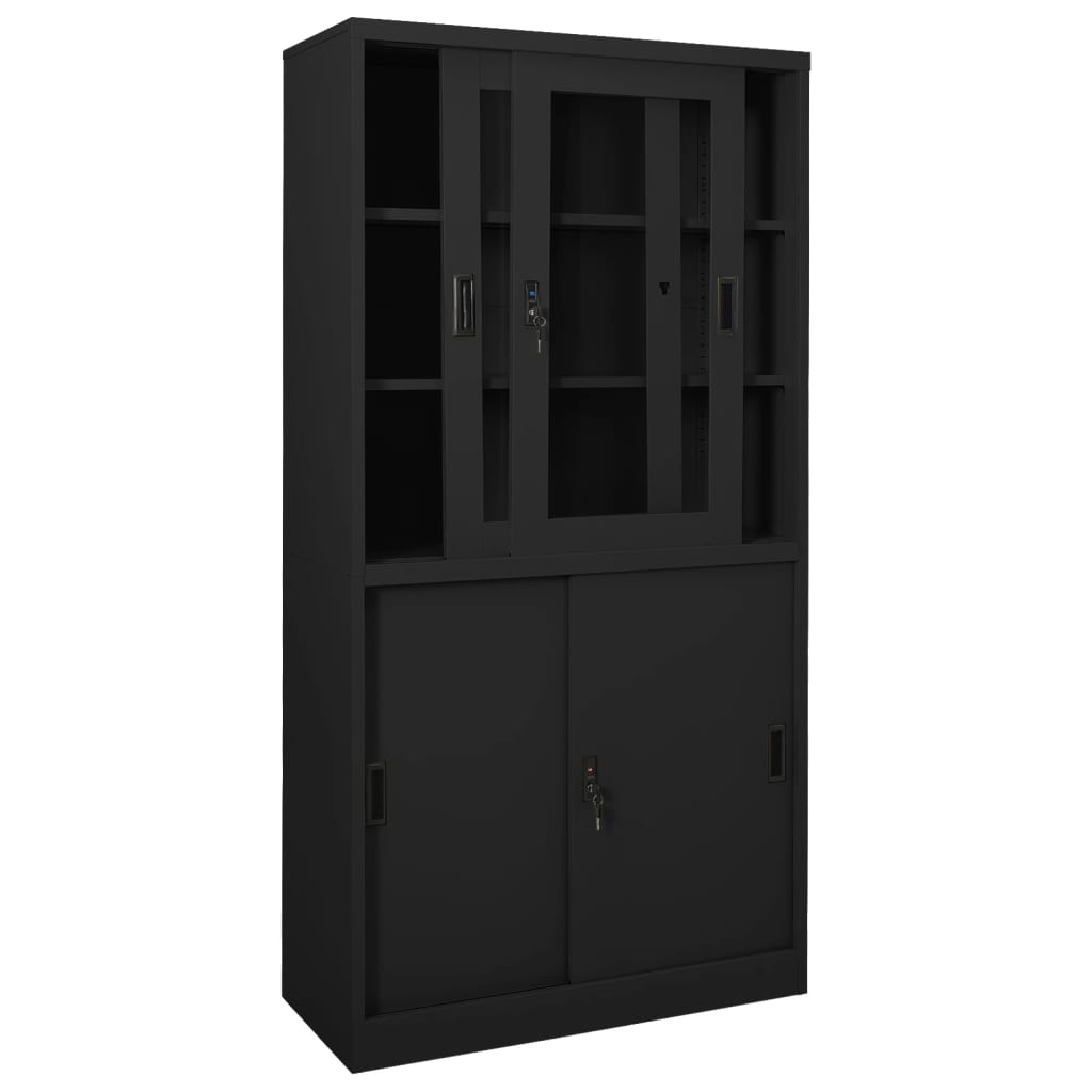 Armoire de bureau et porte coulissante Anthracite 90x40x180 cm - XIOS