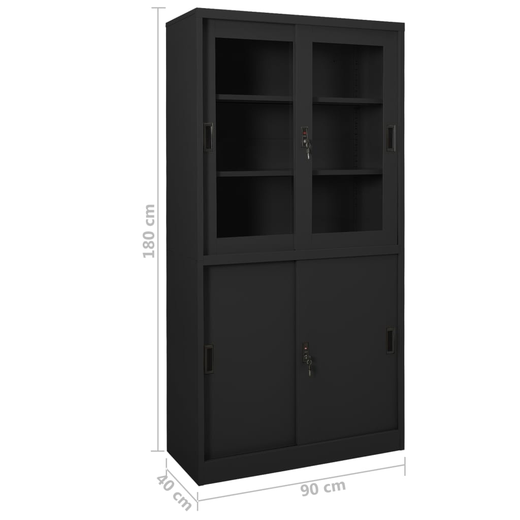 Armoire de bureau et porte coulissante Anthracite 90x40x180 cm - XIOS