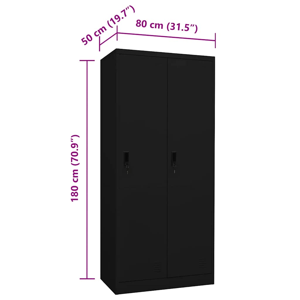 Garde-robe Noir 80x50x180 cm Acier - XIOS