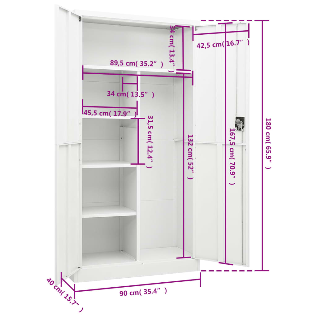 Armoire à casiers Blanc 90x40x180 cm Acier - XIOS