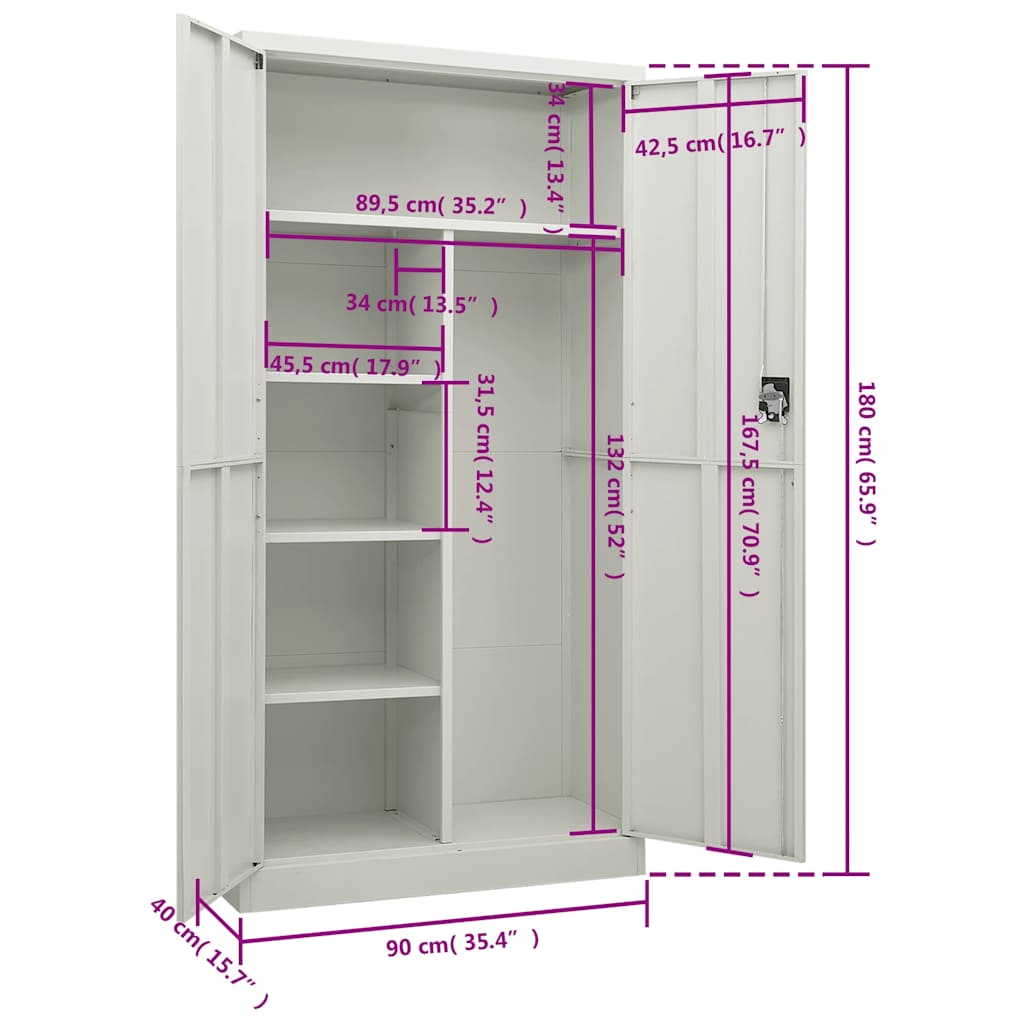 Armoire à casiers Gris clair 90x40x180 cm Acier - XIOS