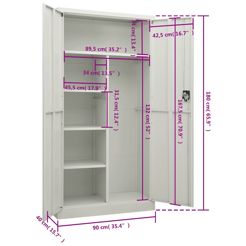 Armoire à casiers Gris clair 90x40x180 cm Acier