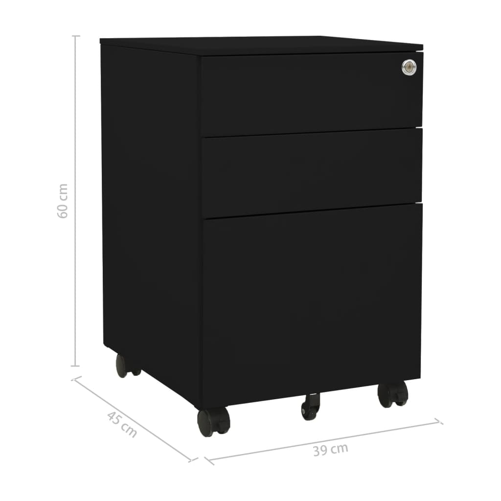 Classeur mobile Noir 39x45x60 cm Acier - XIOS