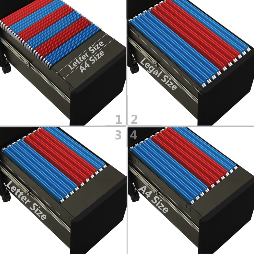 Classeur mobile Noir 30x45x59 cm Acier - XIOS