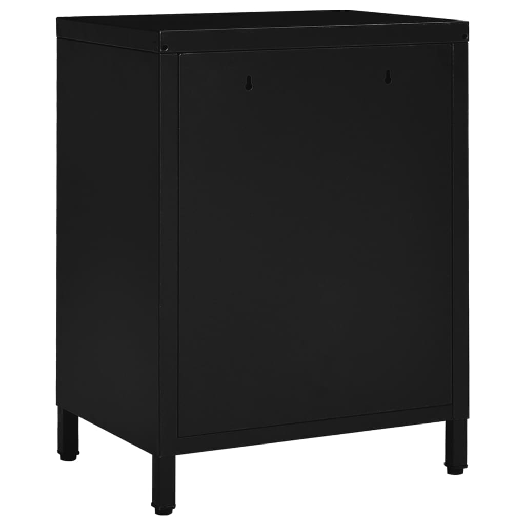 Table de chevet Noir 40x30x54,5 cm Acier et verre - XIOS