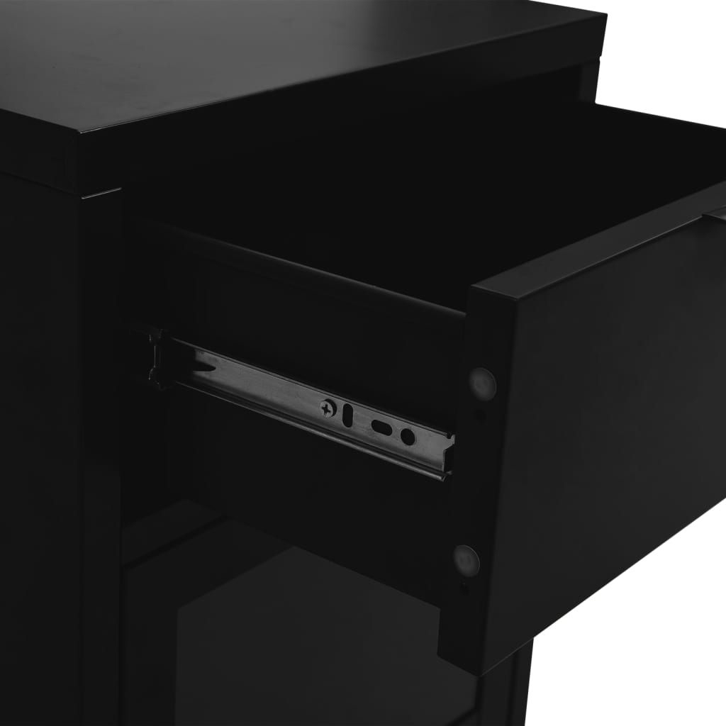 Table de chevet Noir 40x30x54,5 cm Acier et verre - XIOS