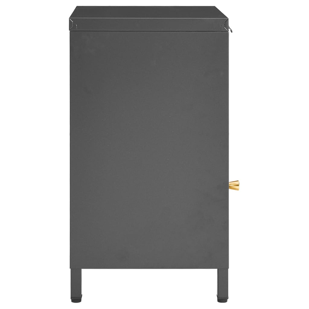 Table de chevet Anthracite 40x30x54,5 cm Acier et verre - XIOS