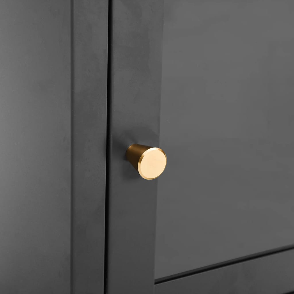 Table de chevet Anthracite 40x30x54,5 cm Acier et verre - XIOS