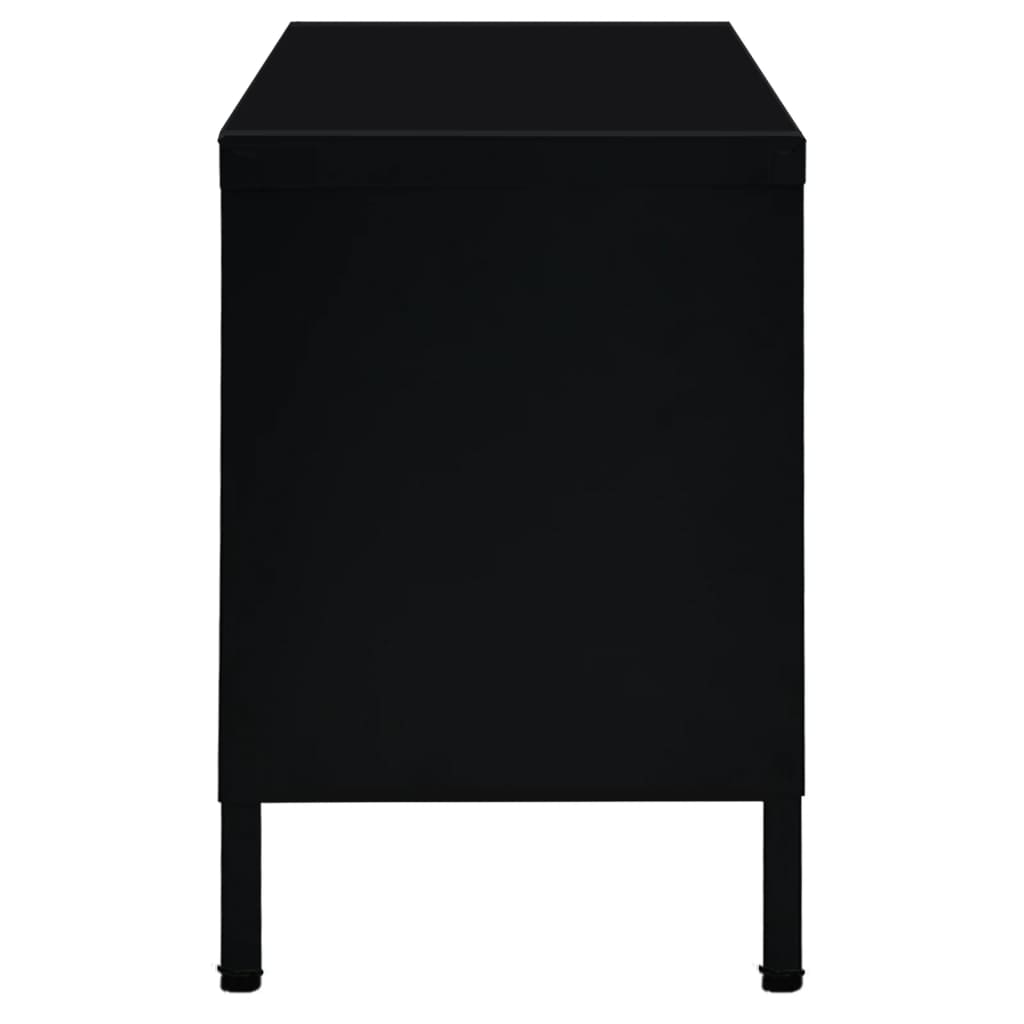 Meuble TV Noir 90x30x44 cm Acier et verre - XIOS