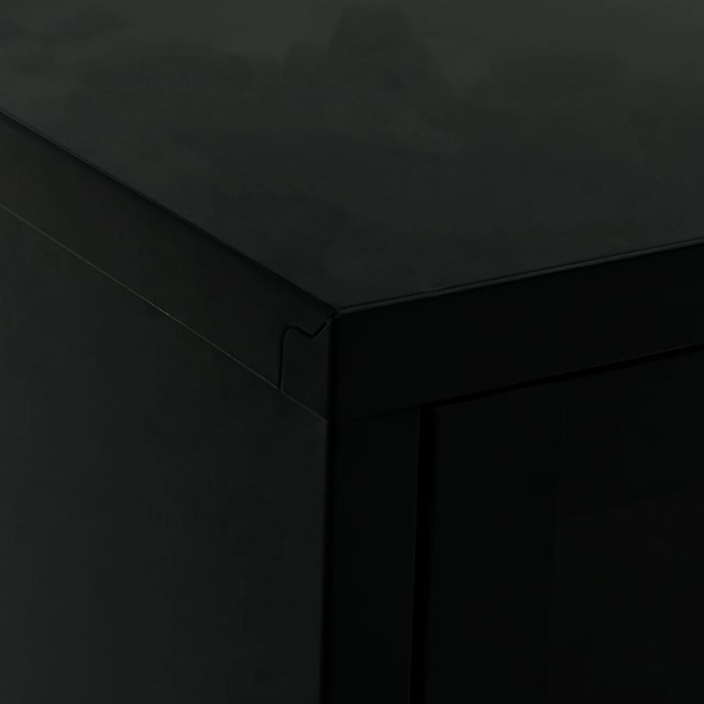 Meuble TV Noir 90x30x44 cm Acier et verre - XIOS