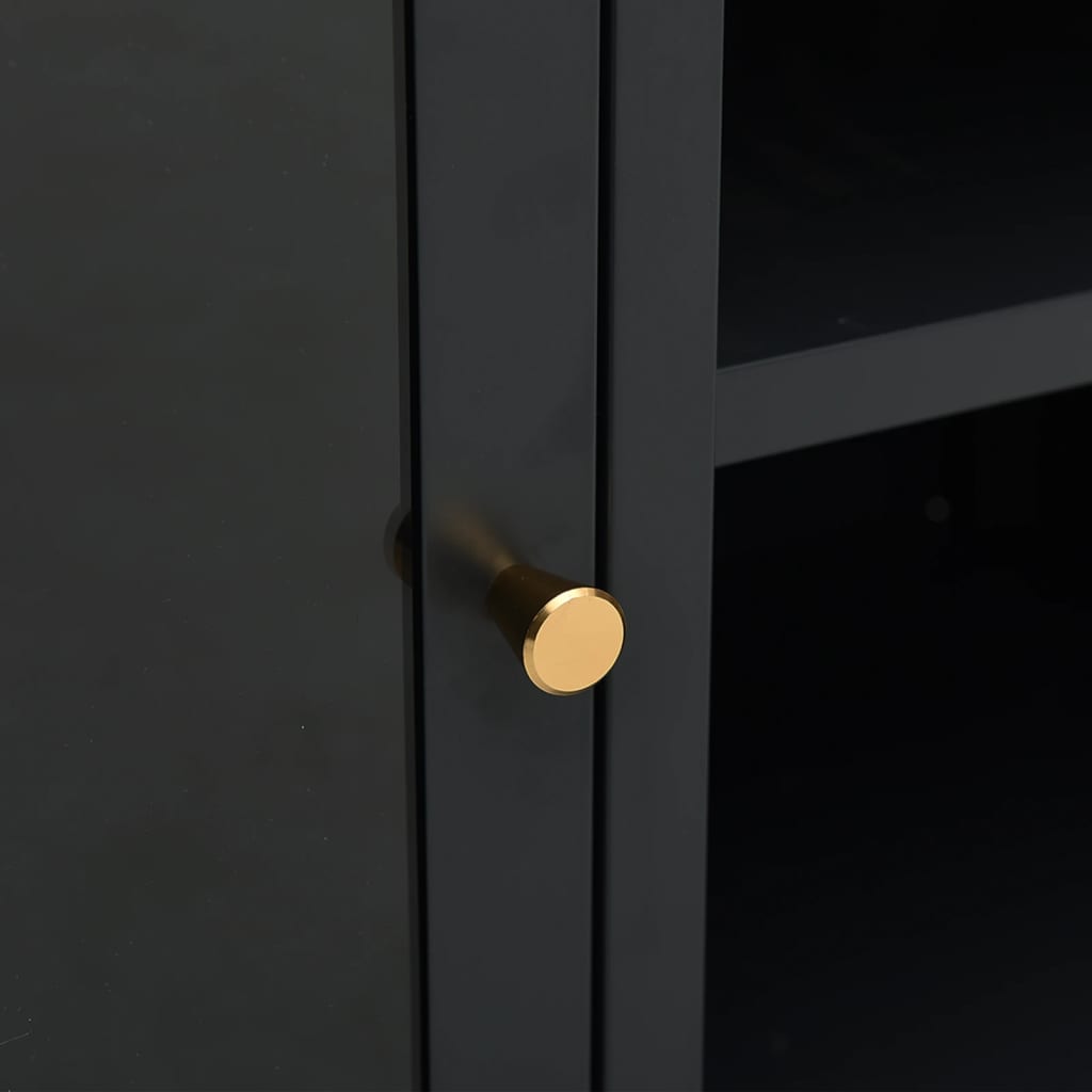 Meuble TV Noir 105x35x52 cm Acier et verre - XIOS